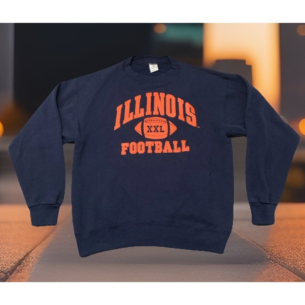 VINTAGE‎ Illinois Fighting Illini Football Sweatshirt Men L Galt Sand Oversized